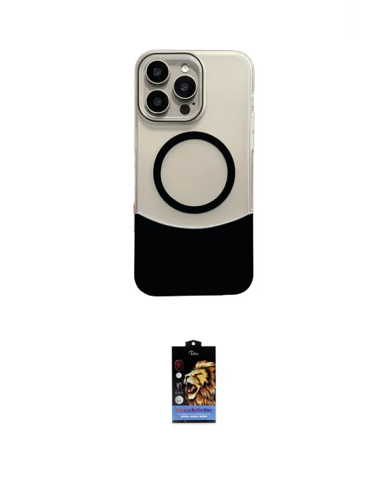 ieg™ iPhone 16 Pro Max Kılıf Kozmos Form Özel Seri - Siyah Buffer Hayalet Cam Ekran Koruyucu