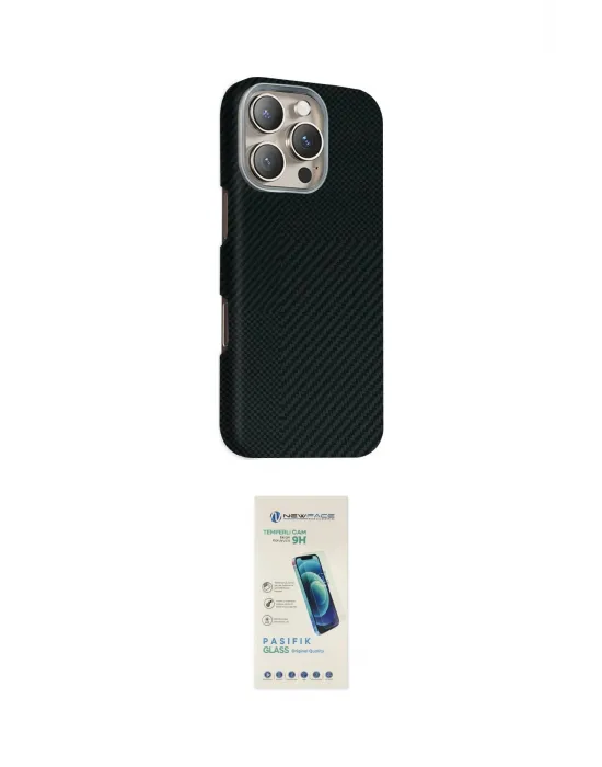 ieg™ iPhone 16 Pro Max Kılıf Kozmos Klasik Prime - Şeffaf Pasifik Cam Ekran Koruyucu