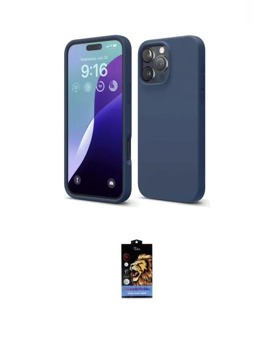 ieg™ iPhone 16 Pro Max Kılıf Kozmos Yansıma Özel Seri - Siyah Buffer Hayalet Cam Ekran Koruyucu