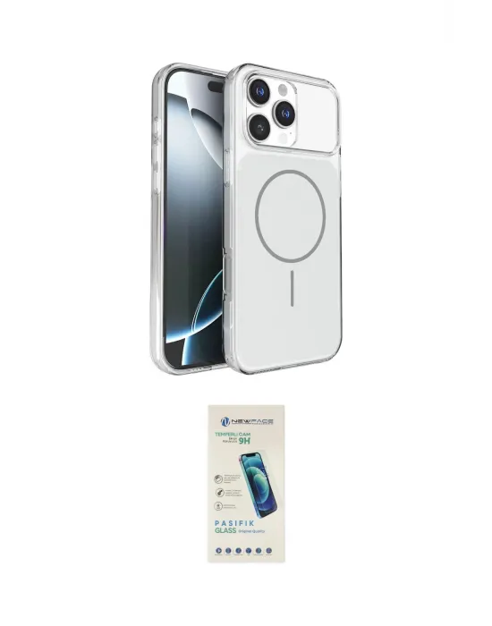 ieg™ iPhone 16 Pro Max Kılıf Kutup Doku Serisi - Şeffaf Pasifik Cam Ekran Koruyucu