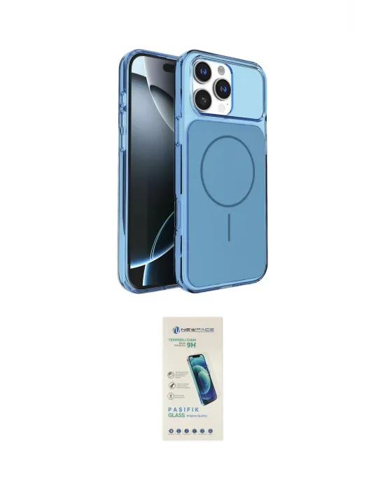 ieg™ iPhone 16 Pro Max Kılıf Kutup Doku Serisi - Şeffaf Pasifik Cam Ekran Koruyucu