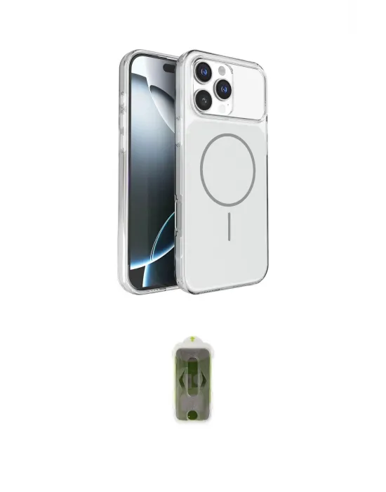 ieg™ iPhone 16 Pro Max Kılıf Kutup Doku Serisi - Siyah Joko Magic 5D Hayalet Cam