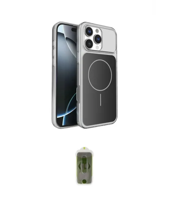 ieg™ iPhone 16 Pro Max Kılıf Kutup Doku Serisi - Siyah Joko Magic 5D Hayalet Cam