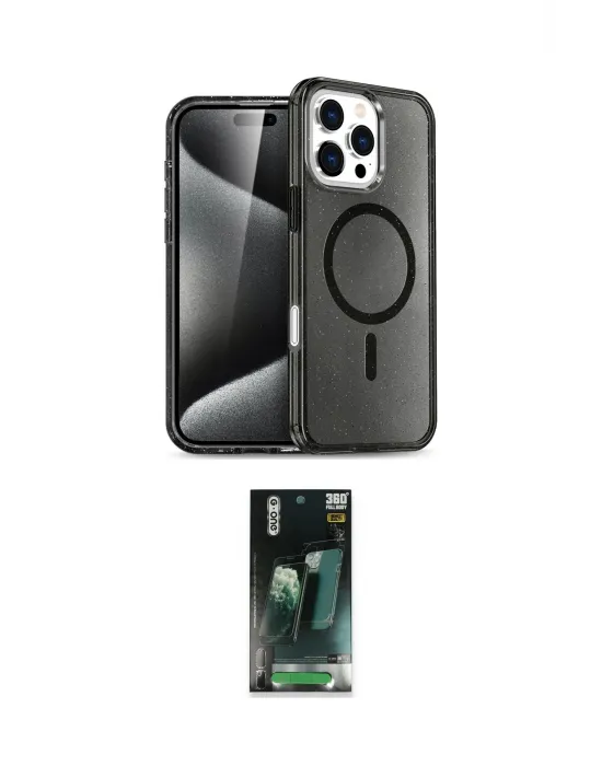 ieg™ iPhone 16 Pro Max Kılıf Nova Asil Prime - Siyah 360 Mat Full Body Arka Koruyucu