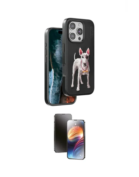 ieg™ iPhone 16 Pro Max Kılıf Nova Form Koleksiyonu - Siyah 3D Antistatik Mat Seramik Nano Ekran Koruyucu