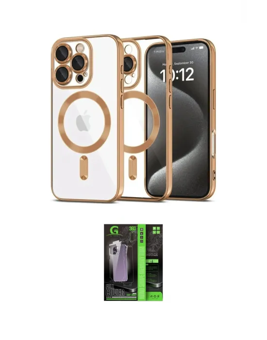 ieg™ iPhone 16 Pro Max Kılıf Nova Işık Özel Seri - Şeffaf 360 Full Body Arka Koruyucu