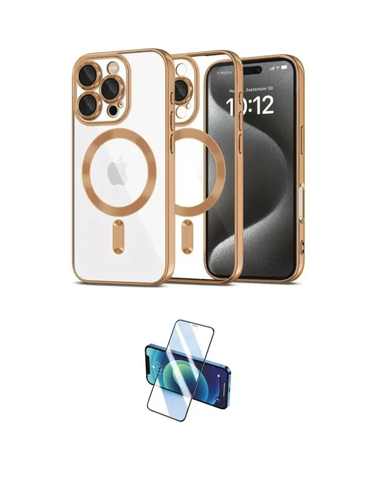 ieg™ iPhone 16 Pro Max Kılıf Nova Işık Özel Seri - Siyah 3D Antistatik Cam Ekran Koruyucu