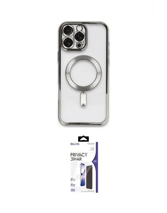 ieg™ iPhone 16 Pro Max Kılıf Nova Işık Özel Seri - Siyah Bilvis 3X AR Hayalet Cam Ekran Koruyucu