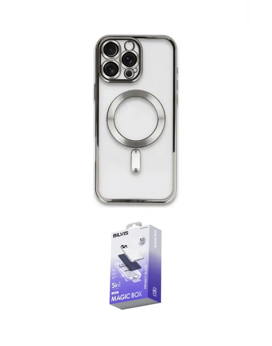 ieg™ iPhone 16 Pro Max Kılıf Nova Işık Özel Seri - Siyah Bilvis 5in1 5D Magic Hayalet Cam Ekran Koruyucu