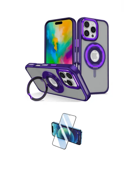 ieg™ iPhone 16 Pro Max Kılıf Nova Minimal Serisi - Siyah 3D Antistatik Cam Ekran Koruyucu