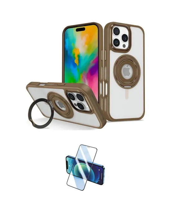 ieg™ iPhone 16 Pro Max Kılıf Nova Minimal Serisi - Siyah 3D Antistatik Cam Ekran Koruyucu