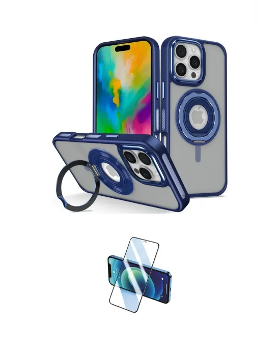 ieg™ iPhone 16 Pro Max Kılıf Nova Minimal Serisi - Siyah 3D Antistatik Cam Ekran Koruyucu