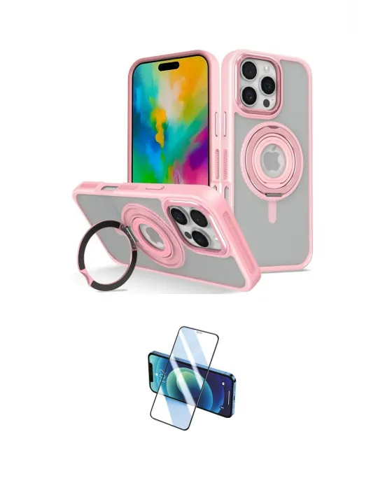 ieg™ iPhone 16 Pro Max Kılıf Nova Minimal Serisi - Siyah 3D Antistatik Cam Ekran Koruyucu