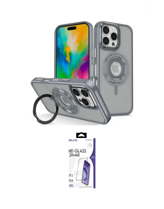 ieg™ iPhone 16 Pro Max Kılıf Nova Minimal Serisi - Siyah Bilvis 3X AR HD Cam Ekran Koruyucu