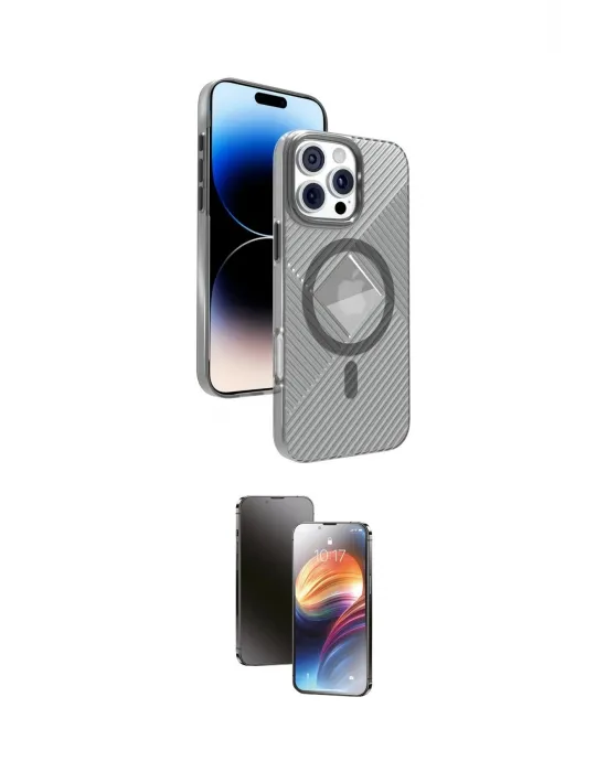 ieg™ iPhone 16 Pro Max Kılıf Nova Modern Prime - Siyah 3D Antistatik Mat Seramik Nano Ekran Koruyucu