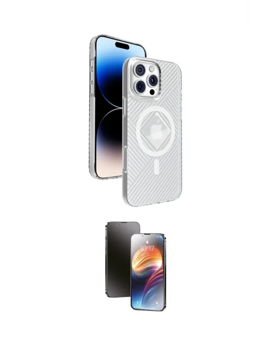 ieg™ iPhone 16 Pro Max Kılıf Nova Modern Prime - Siyah 3D Antistatik Mat Seramik Nano Ekran Koruyucu