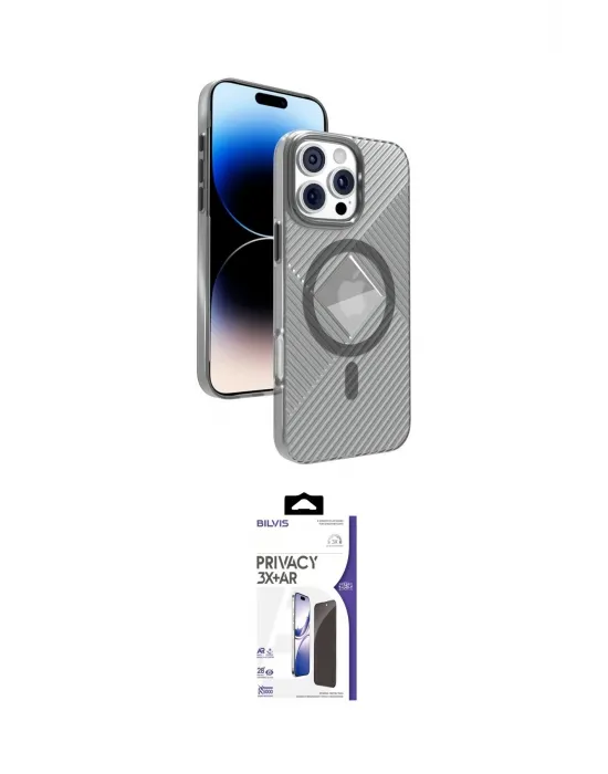 ieg™ iPhone 16 Pro Max Kılıf Nova Modern Prime - Siyah Bilvis 3X AR Hayalet Cam Ekran Koruyucu