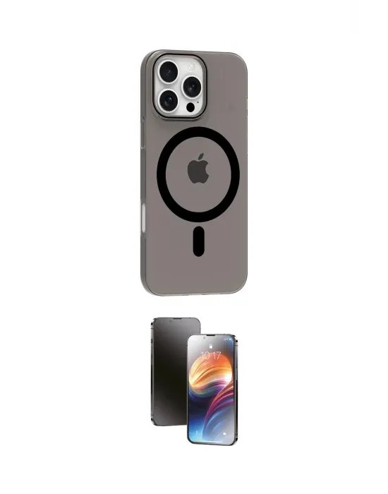 ieg™ iPhone 16 Pro Max Kılıf Pusula Form Özel Seri - Siyah 3D Antistatik Mat Seramik Nano Ekran Koruyucu
