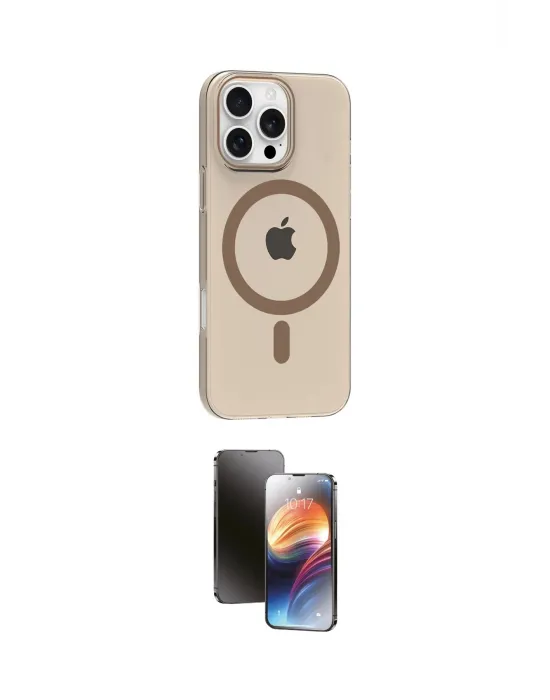 ieg™ iPhone 16 Pro Max Kılıf Pusula Form Özel Seri - Siyah 3D Antistatik Mat Seramik Nano Ekran Koruyucu
