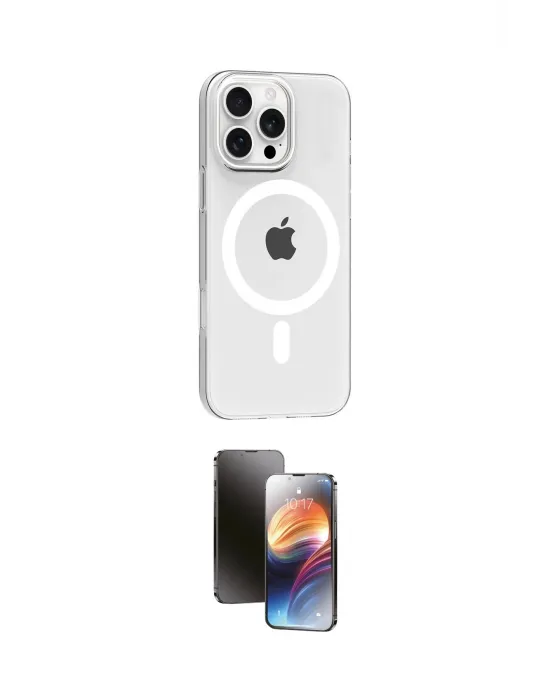 ieg™ iPhone 16 Pro Max Kılıf Pusula Form Özel Seri - Siyah 3D Antistatik Mat Seramik Nano Ekran Koruyucu