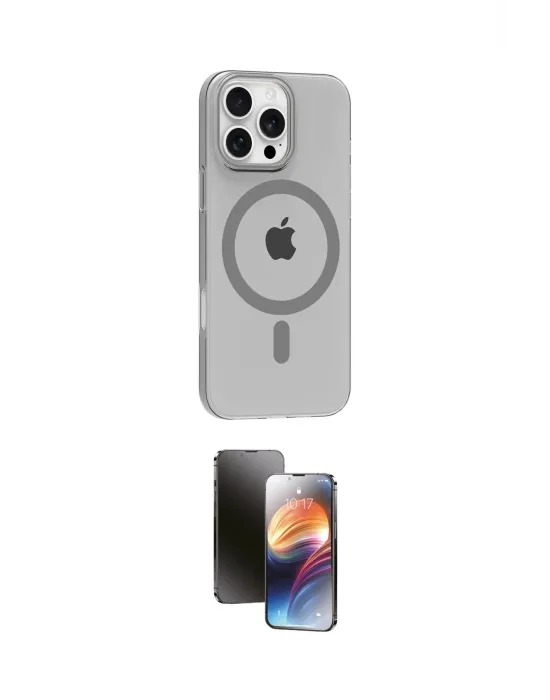 ieg™ iPhone 16 Pro Max Kılıf Pusula Form Özel Seri - Siyah 3D Antistatik Mat Seramik Nano Ekran Koruyucu