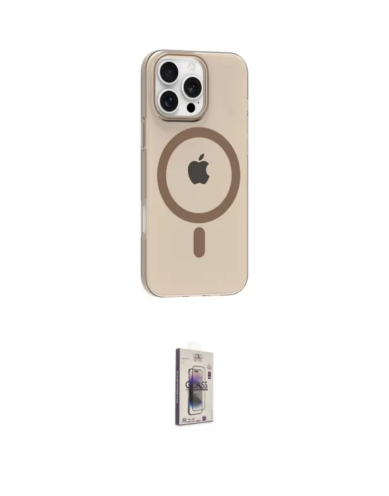ieg™ iPhone 16 Pro Max Kılıf Pusula Form Özel Seri - Siyah Bilvis 3D Cam Ekran Koruyucu