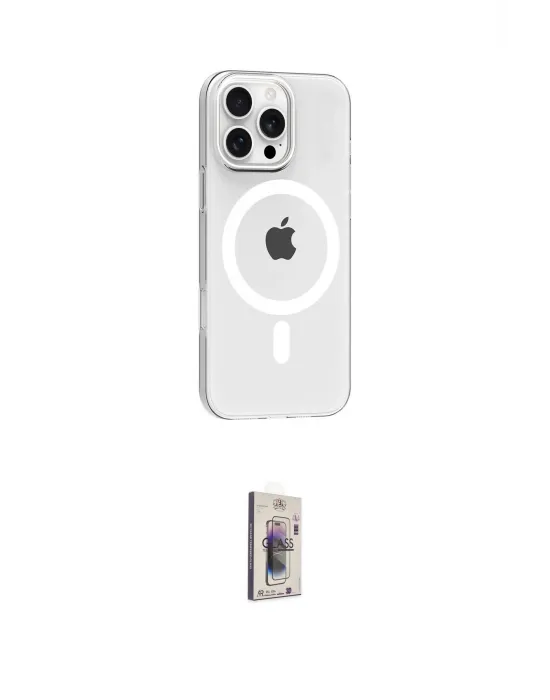 ieg™ iPhone 16 Pro Max Kılıf Pusula Form Özel Seri - Siyah Bilvis 3D Cam Ekran Koruyucu