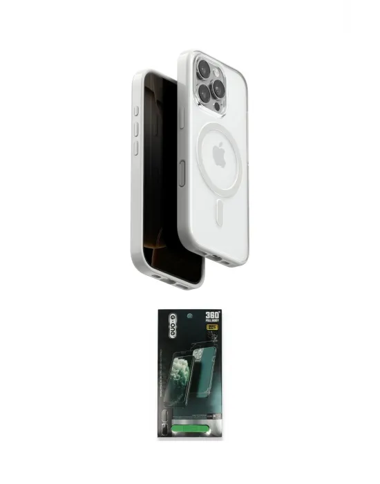 ieg™ iPhone 16 Pro Max Kılıf Pusula Form Serisi - Siyah 360 Mat Full Body Arka Koruyucu