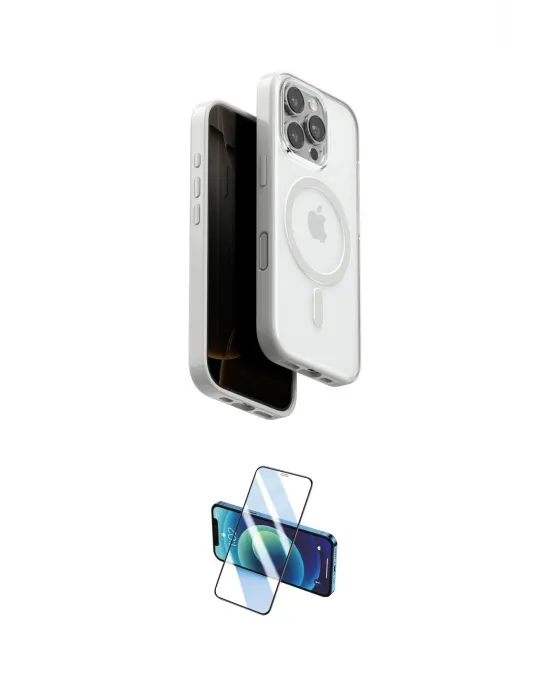ieg™ iPhone 16 Pro Max Kılıf Pusula Form Serisi - Siyah 3D Antistatik Cam Ekran Koruyucu