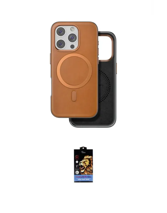 ieg™ iPhone 16 Pro Max Kılıf Pusula Işık Koleksiyonu - Siyah Buffer Hayalet Cam Ekran Koruyucu