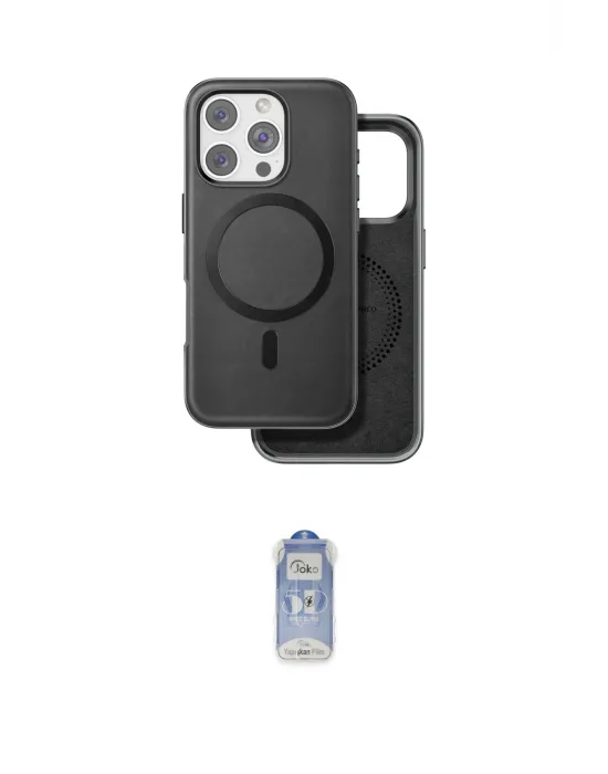 ieg™ iPhone 16 Pro Max Kılıf Pusula Işık Koleksiyonu - Siyah Joko Magic 5D Cam