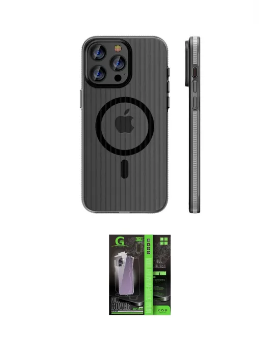 ieg™ iPhone 16 Pro Max Kılıf Pusula Minimal Koleksiyonu - Şeffaf 360 Full Body Arka Koruyucu