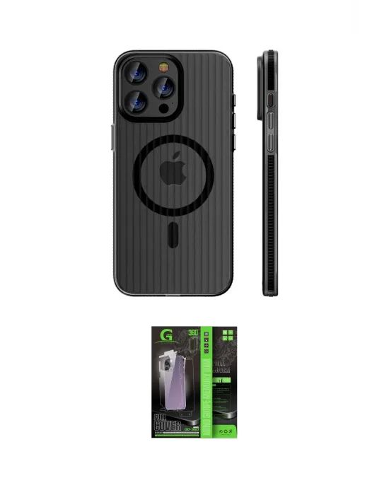 ieg™ iPhone 16 Pro Max Kılıf Pusula Minimal Koleksiyonu - Şeffaf 360 Full Body Arka Koruyucu