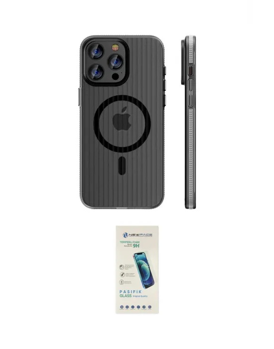 ieg™ iPhone 16 Pro Max Kılıf Pusula Minimal Koleksiyonu - Şeffaf Pasifik Cam Ekran Koruyucu