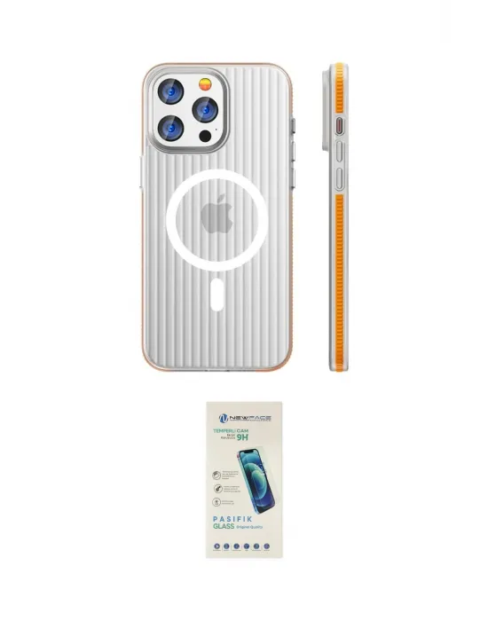 ieg™ iPhone 16 Pro Max Kılıf Pusula Minimal Koleksiyonu - Şeffaf Pasifik Cam Ekran Koruyucu