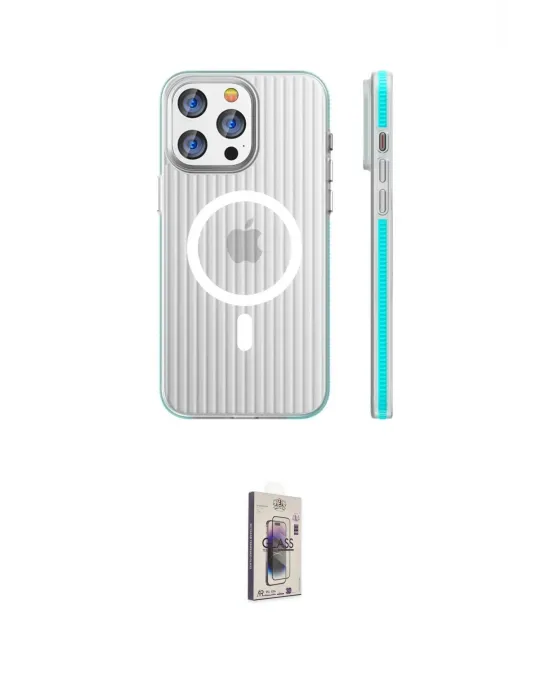 ieg™ iPhone 16 Pro Max Kılıf Pusula Minimal Koleksiyonu - Siyah Bilvis 3D Cam Ekran Koruyucu