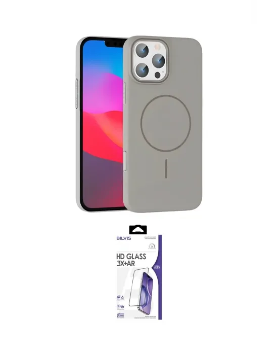 ieg™ iPhone 16 Pro Max Kılıf Siluet Doku Özel Seri - Siyah Bilvis 3X AR HD Cam Ekran Koruyucu
