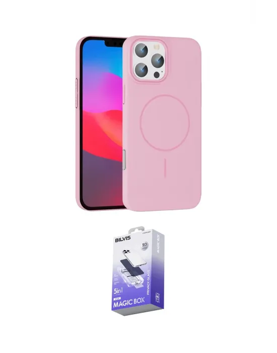 ieg™ iPhone 16 Pro Max Kılıf Siluet Doku Özel Seri - Siyah Bilvis 5in1 5D Magic Hayalet Cam Ekran Koruyucu