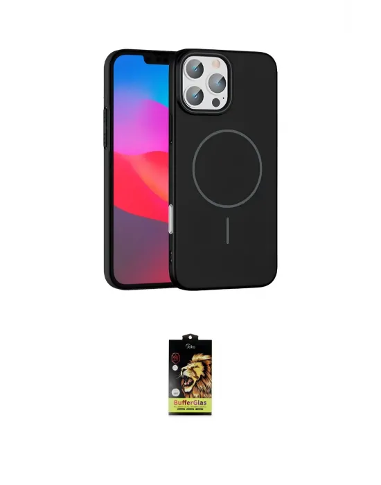 ieg™ iPhone 16 Pro Max Kılıf Siluet Doku Özel Seri - Siyah Buffer Cam Ekran Koruyucu