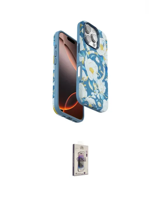 ieg™ iPhone 16 Pro Max Kılıf Siluet Doku - Siyah Bilvis 3D Cam Ekran Koruyucu