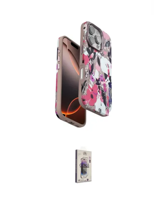 ieg™ iPhone 16 Pro Max Kılıf Siluet Doku - Siyah Bilvis 3D Cam Ekran Koruyucu