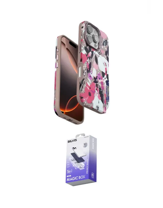 ieg™ iPhone 16 Pro Max Kılıf Siluet Doku - Siyah Bilvis 5in1 5D Magic Hayalet Cam Ekran Koruyucu