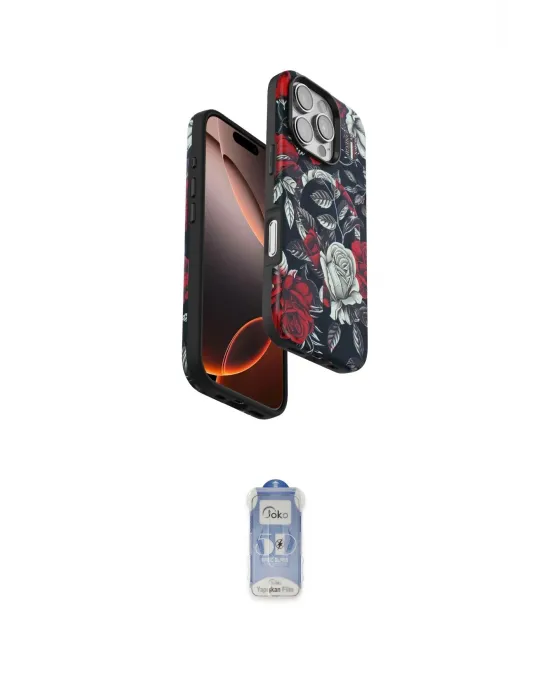 ieg™ iPhone 16 Pro Max Kılıf Siluet Doku - Siyah Joko Magic 5D Cam
