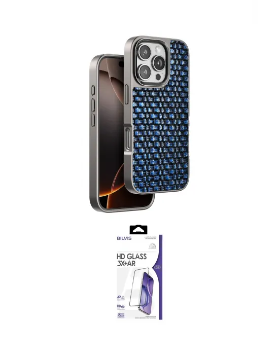ieg™ iPhone 16 Pro Max Kılıf Siluet Form Serisi - Siyah Bilvis 3X AR HD Cam Ekran Koruyucu