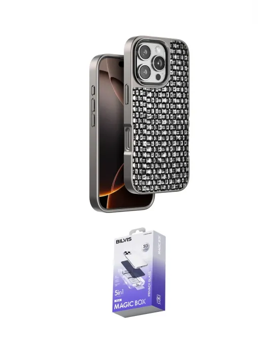 ieg™ iPhone 16 Pro Max Kılıf Siluet Form Serisi - Siyah Bilvis 5in1 5D Magic Hayalet Cam Ekran Koruyucu