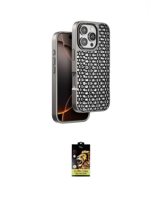 ieg™ iPhone 16 Pro Max Kılıf Siluet Form Serisi - Siyah Buffer Cam Ekran Koruyucu