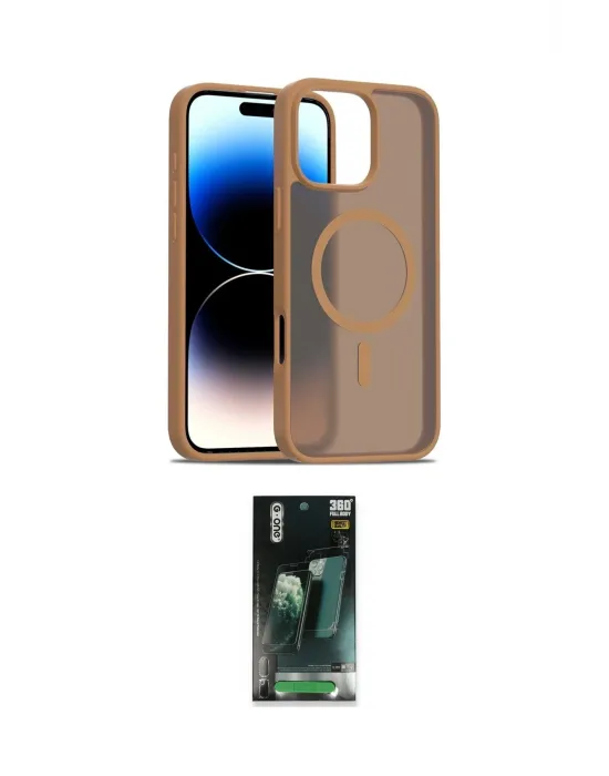 ieg™ iPhone 16 Pro Max Kılıf Siluet Minimal Prime - Siyah 360 Mat Full Body Arka Koruyucu