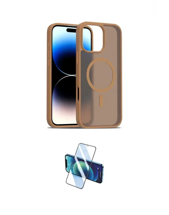 ieg™ iPhone 16 Pro Max Kılıf Siluet Minimal Prime - Siyah 3D Antistatik Cam Ekran Koruyucu