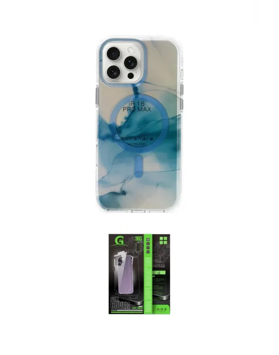 ieg™ iPhone 16 Pro Max Kılıf Ufuk Doku Prime - Şeffaf 360 Full Body Arka Koruyucu