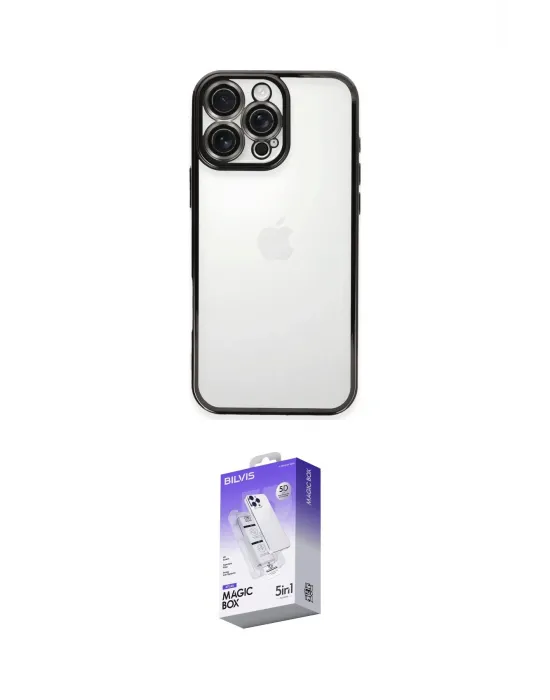 ieg™ iPhone 16 Pro Max Kılıf Vadi Minimal - Siyah Bilvis 5in1 3D Magic Cam Ekran Koruyucu